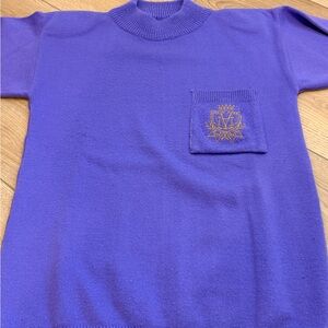 Purple Vintage Knit Sweater with Pocket and Shoulder Pads Size Medium